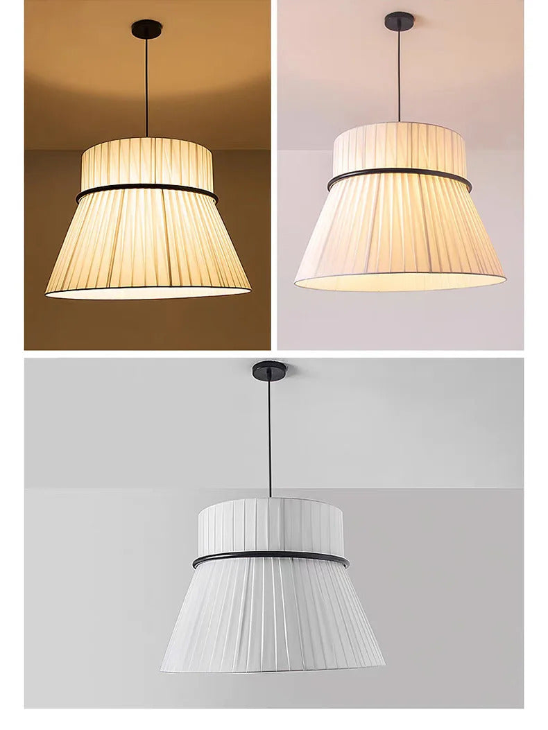 Wabi Sabi White Fabric Pendant Lamp Nordic Restaurant Decoration Cloth Chandelier