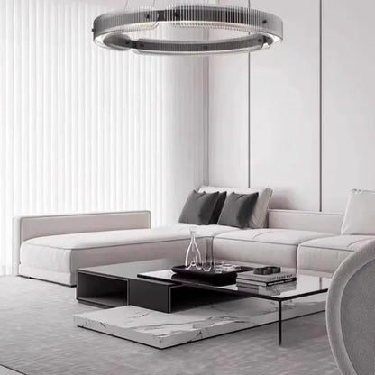 Modern black round chandelier Nordic simple glass lampshade ring LED pendant lights