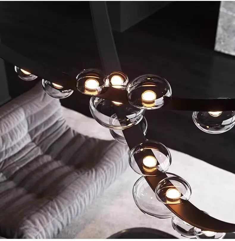 Italian Designer Loft Chandelier Luxury Leather Hanging Pendent Light