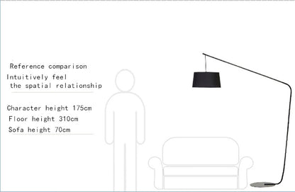 Nordic Black Fishing Floor Lamps for Living Room Sofa Corner Standing Lights