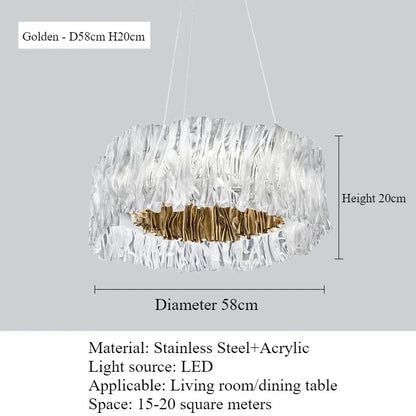 Accordéon Suspension pendant light LED pleated acrylic chandelier