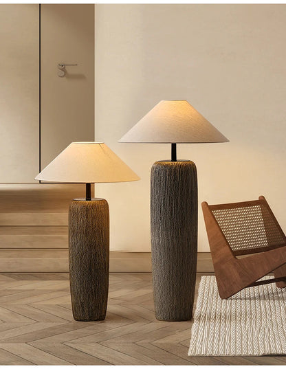 Ceramic Floor Lamp Quiet Pottery Pot Cloth Zen Floor Table Light