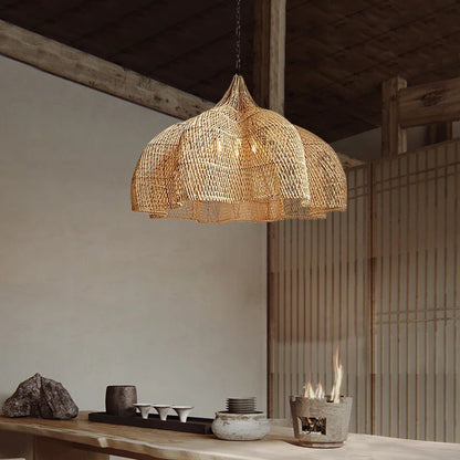 Wabi Sabi Rattan Pendant Lamp Modern Living Room Wicker Pendant Lamp