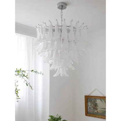 White Petal Glass chandelier French branch shaped crystal pendant light