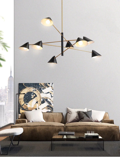 Nordic Minimalist Cone Shape chandelier Danish design black gold  iron Pendant Light