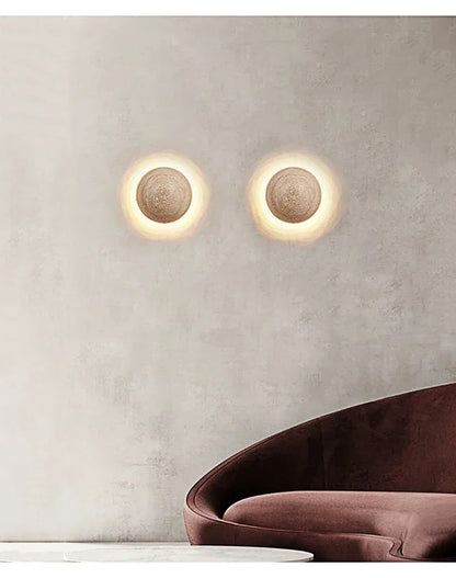 Natural Stone globe wall lamp Yellow cave stone Retro Art sconce Light