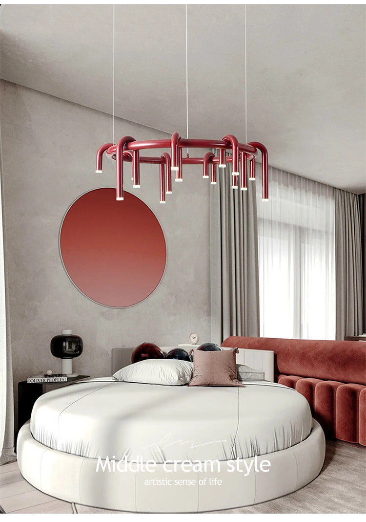 Nordic U-shaped Pendant lamp water pipe long strip Chandelier