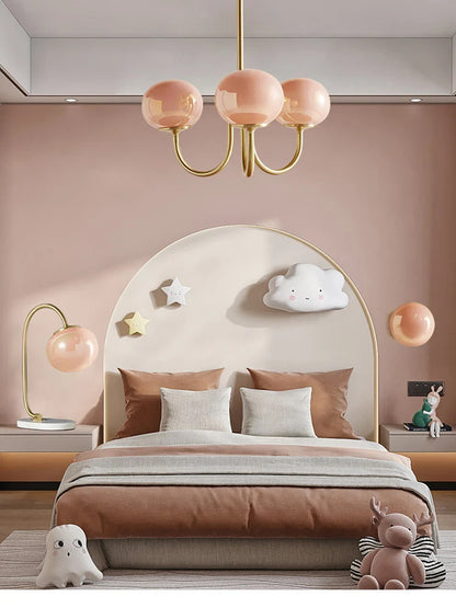 Nordic Simple Bedroom Lamp Designer Art Warm Romantic Children's Room Pink Medieval Bauhaus Chandelier