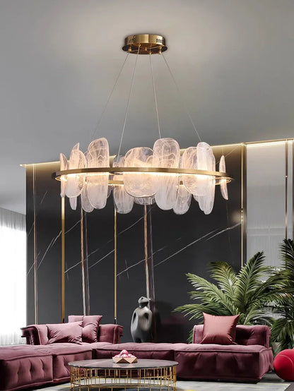 Modern Luxury crystals Ring Chandelier Italian designer glass golden pendant light