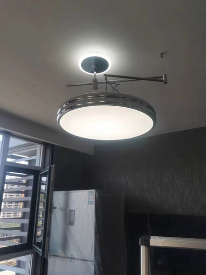 French Flying Saucer Pendant Light Creative Design Extendable Rotating Long Pole Lamp