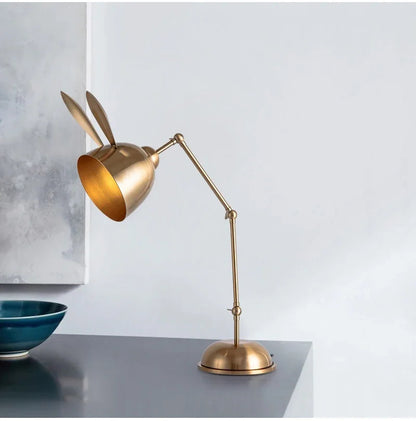 Nordic pink rabbit table lamp led folding arm desk lamp for Children's Room decor eye protection study bedside book reading lamp