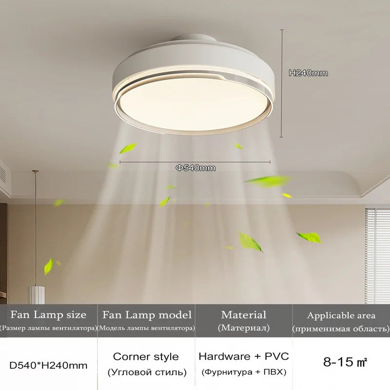 Modern Bladeless Ceiling Fans Round Flush Mount Fan Light
