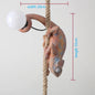 Resin chameleon pendant light Retro Hemp Rope Monkey Pendant Lamp