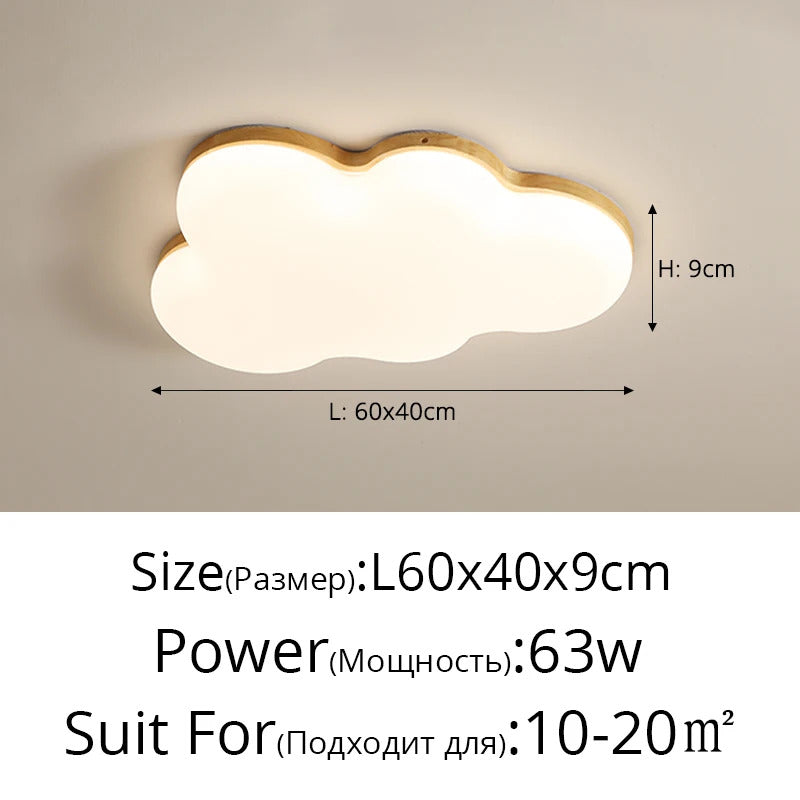 Modern Cloud Ceiling Light cute wooden cartoon Children's bedroom lighting