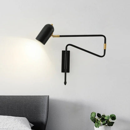 Nordic Long arm Wall lamp Art design Adjustable Wall light gold black swing sconce