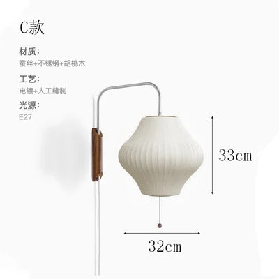 Nordic minimalist milk white wall lamp Danish designer Hand Woven Silk table light