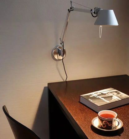 Italian swing arm wall lamp LED Silver Black wall lamp Rotatable Adjustable Reading Lights Decor wall mounted bedside lights