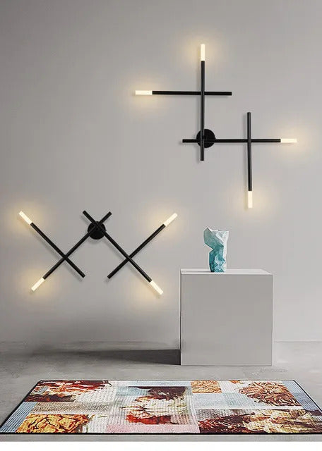 Nordic line Art Wall Lamp Modern Minimalist Creative Cross Shaped Sconce light