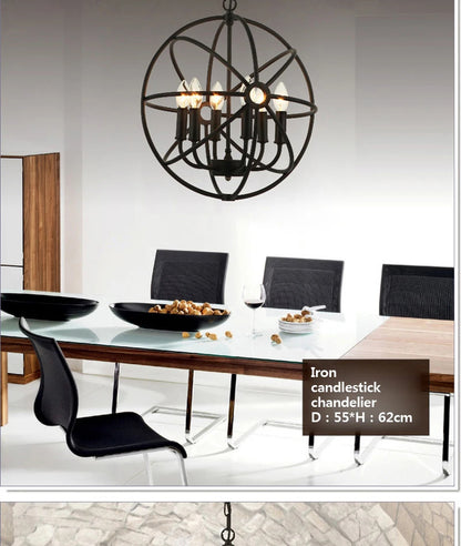 Retro Wrought Iron Chandelier Rustic Orb Chandelier