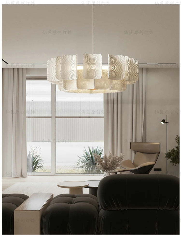Creative Living Room Large Chandelier Minimalist Wabi Sabi LED Chandelier