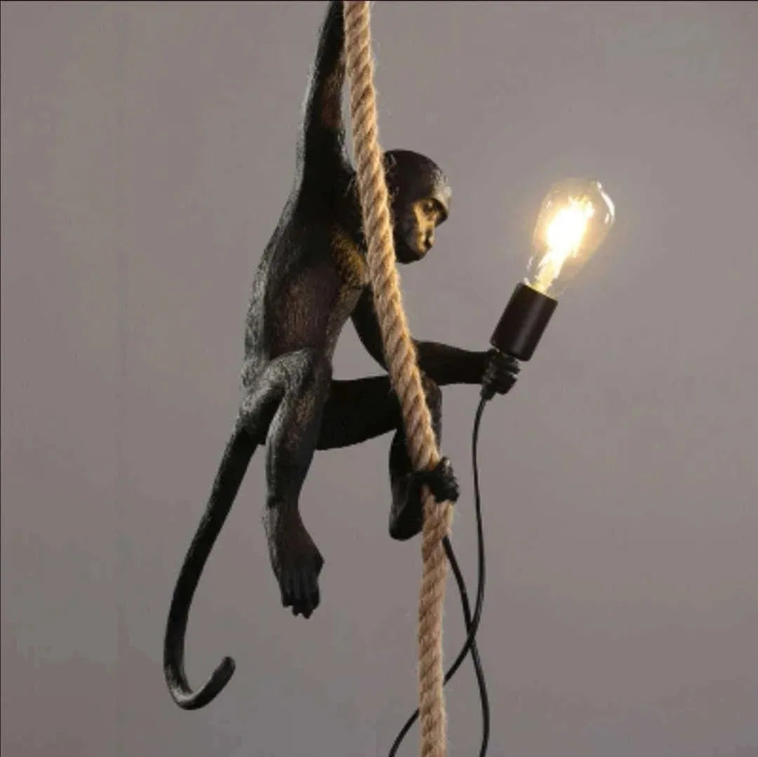 Resin chameleon pendant light Retro Hemp Rope Monkey Pendant Lamp