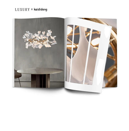 Luxury Ceramic Ginkgo Leaf Chandelier Gold Branches Chandelier