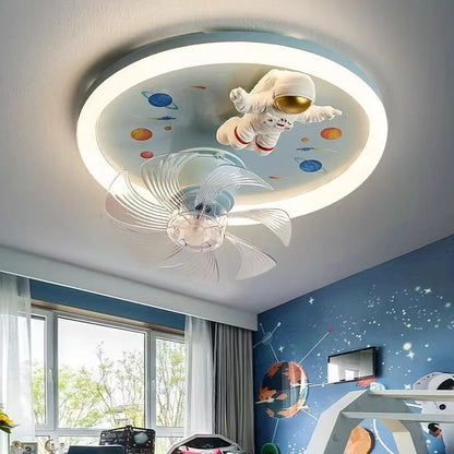 Modern Kids Room Ceiling Fan Light Cartoon Moon Astronaut children bedroom hanging Light