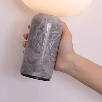 Cylindrical Marble Table Lamp Touch Switch White Glass Lampshade Bedroom Living Room Restaurant Study Desk Light