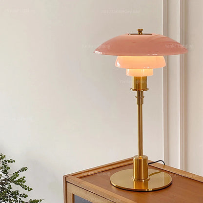 Danish Designer Pink Glass Table Lamp Nordic Modern High-end Reading LED Desk Light Living Room Bedroom Study Bedside Lamp