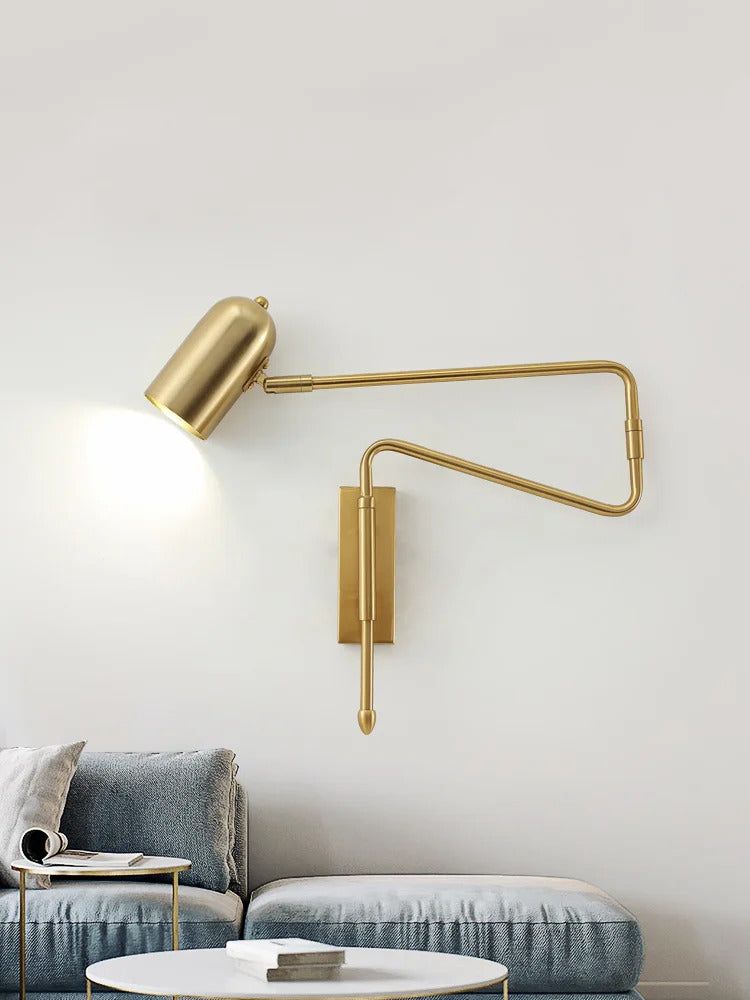 Nordic Long arm Wall lamp Art design Adjustable Wall light gold black swing sconce