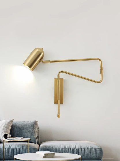 Nordic Long arm Wall lamp Art design Adjustable Wall light gold black swing sconce