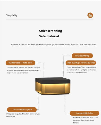 Modern Simple Solar Pillar Light High Quality Outdoor Waterproof Gate Pillar Yard Wall Light