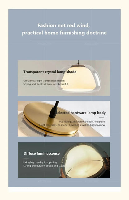 Nordic Glass Jellies Design Hanging Lamp Indoor Dining Living Room Pendant Light