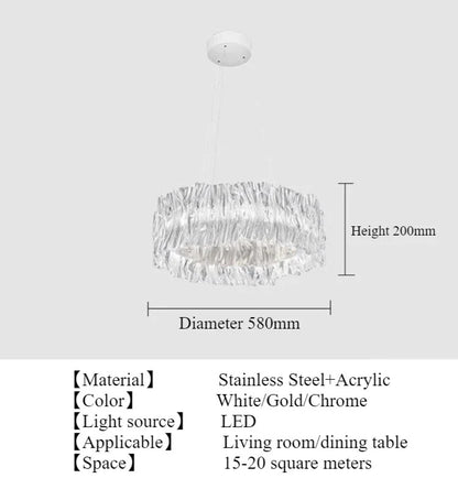Accordéon Suspension pendant light LED pleated acrylic chandelier