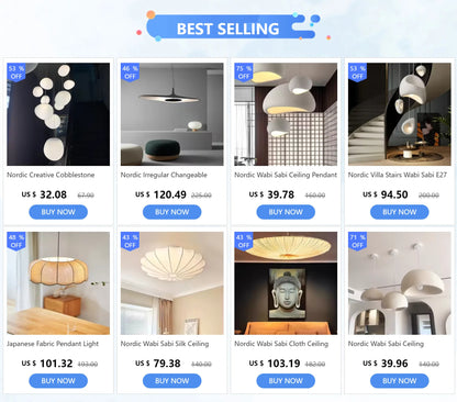 Wabi Sabi Silk Ceiling Lamps Living Room Bar Home Decor Lighting