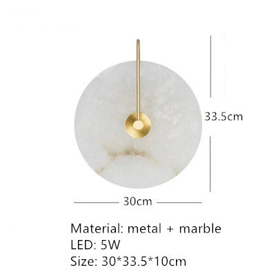 MEDIAN Wall Lamp Round Shape Gold Natural marble LED Wall sconce lighting