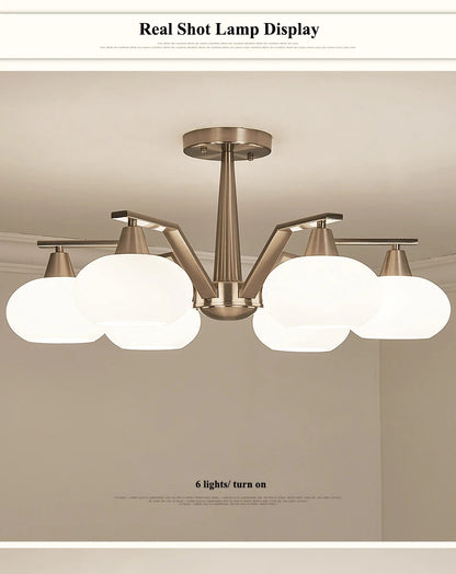 Modern silver chandelier Metal milky white glass lampshade Living Room pendant lamp