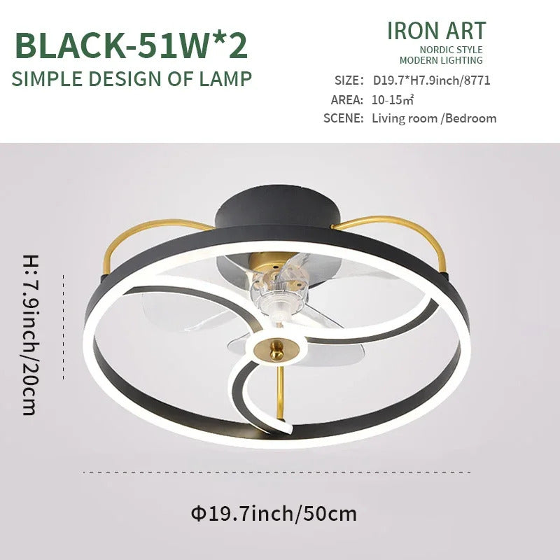 Modern simple LED Ceiling Fan Lamp with remote control Dining Room Bedroom Indoor lighting
