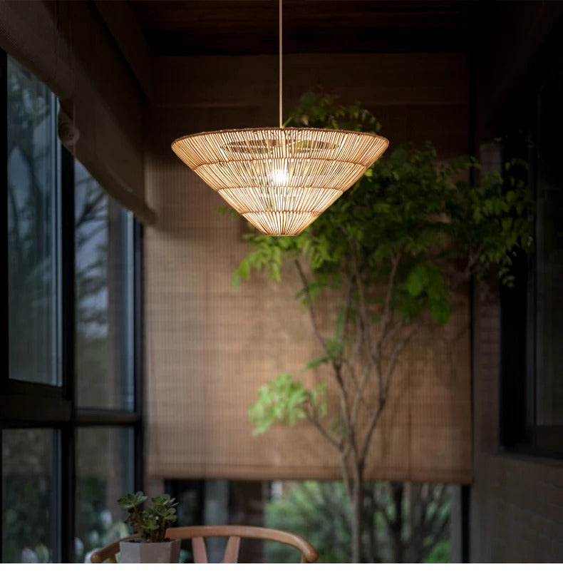 Nordic Umbrella Rattan Pendant Light Wabi sabi pendant lamp