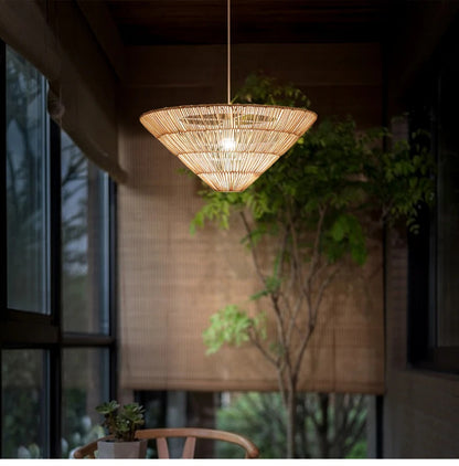 Nordic Umbrella Rattan Pendant Light Wabi sabi pendant lamp
