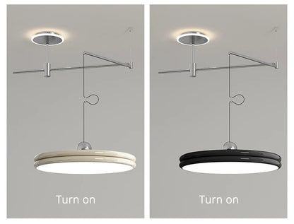 French Flying Saucer Pendant Light Creative Design Extendable Rotating Long Pole Lamp