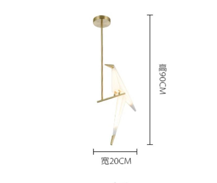 Perch Light Chandeliers designer bird lamps For Restaurant Children's Room paper cranes origami lamp bedroom room Swing light