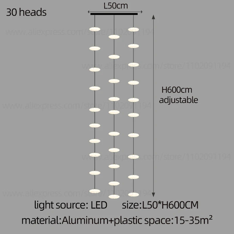 Modern villa Staircase Chandelier Nordic Oval String Ball Duplex Building LED pendant Light