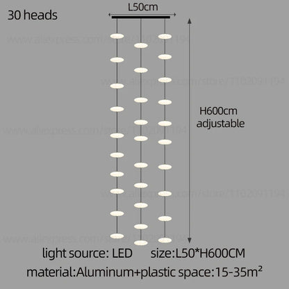 Modern villa Staircase Chandelier Nordic Oval String Ball Duplex Building LED pendant Light