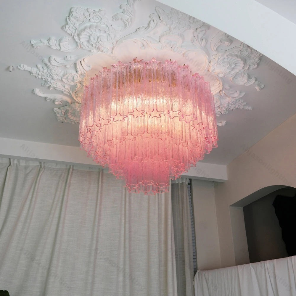 Fiora Pink Glass Ceiling Lamp