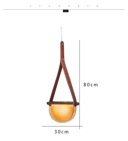 Modern leather handmade glass pendant lamp gray amber clear glass pendant Light