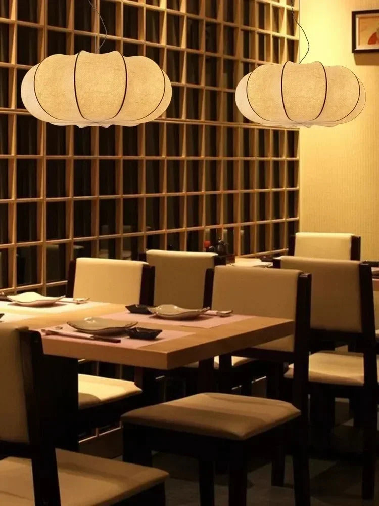 Japanese Style Wabi-sabi Style Silk Chandelier Retro Creative Bedroom Lamp