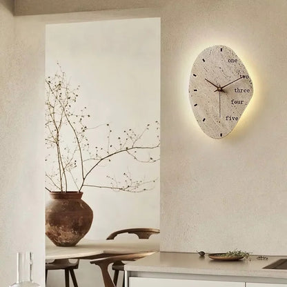 Creative Cave Stone Clock Wall Lamp Wabi Sabi Background Wall Light sconce