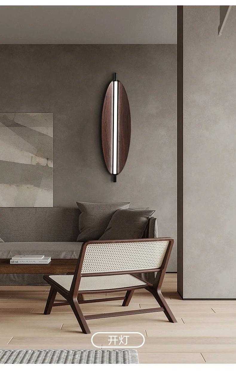 Thula leaf Wall Lamp Nordic Long minimalist wall light Japanese Wood Grain sconce