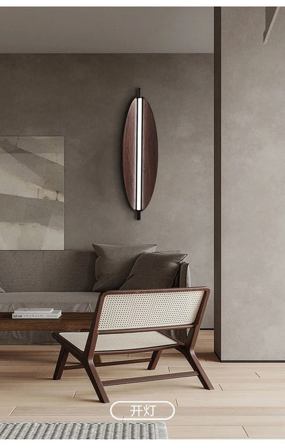 Thula leaf Wall Lamp Nordic Long minimalist wall light Japanese Wood Grain sconce